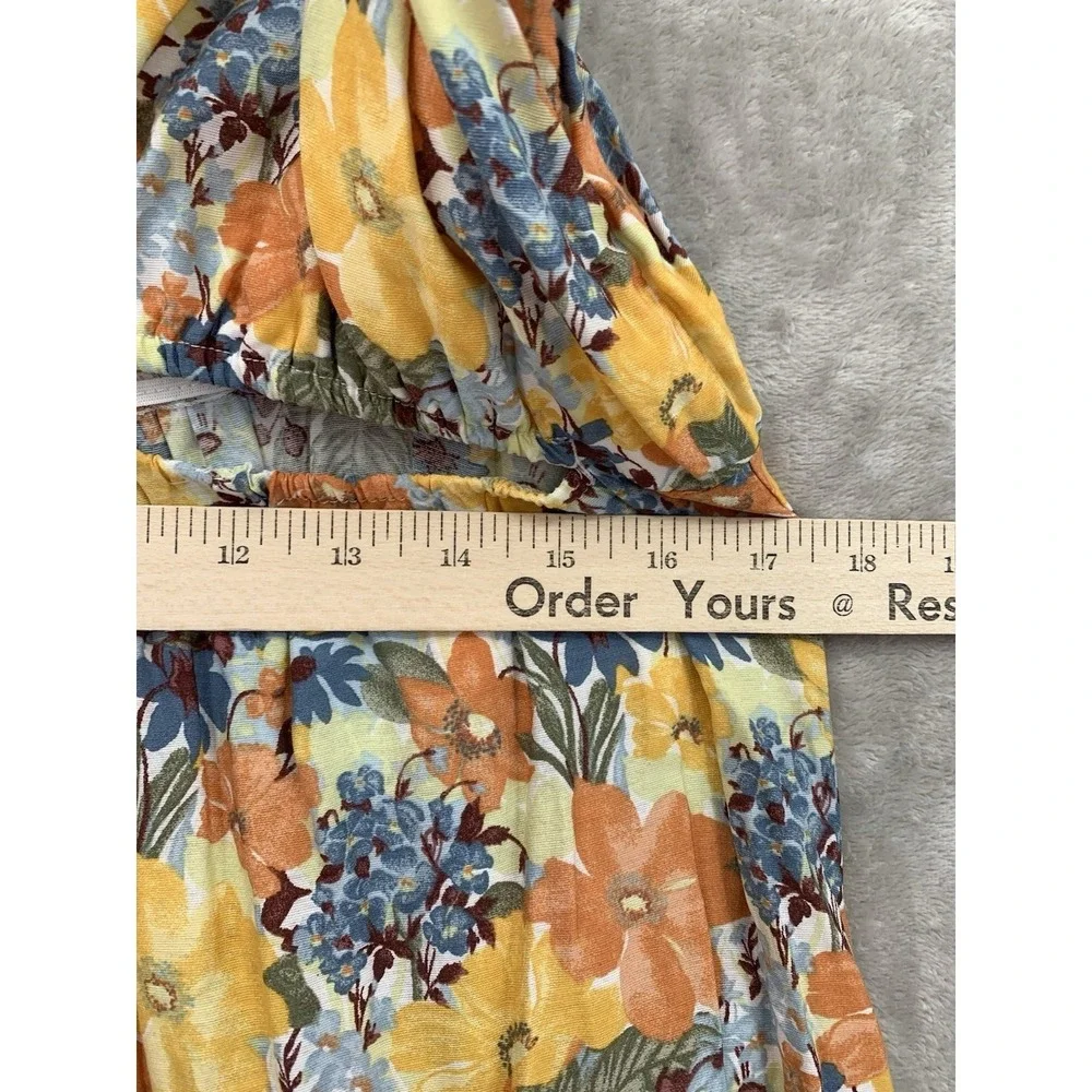 Abercrombie & Fitch Dress Large Petite Orange Blue‎ Floral Cut Out Maxi Vacation